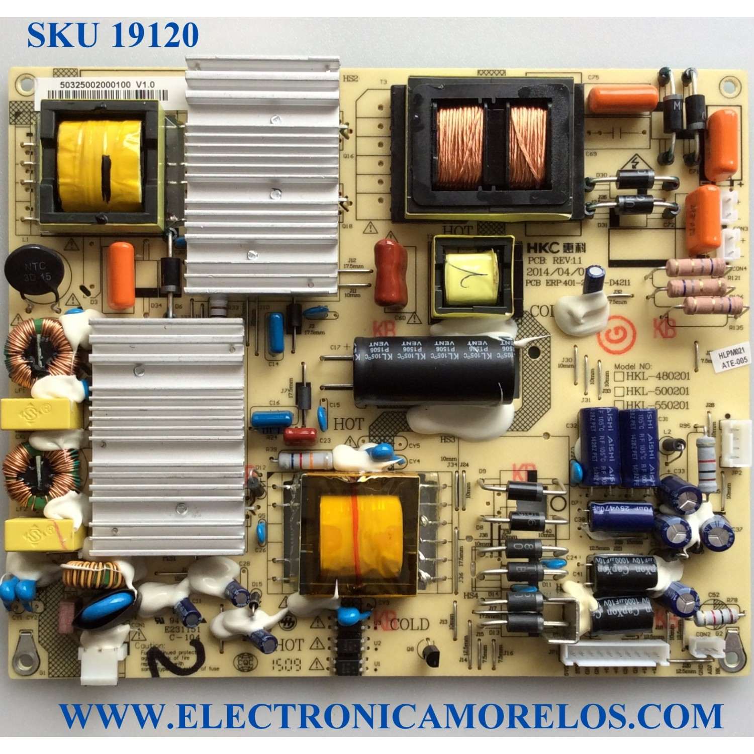 FUENTE DE PODER / QUASAR 50325002000100 / 401-2K201-D4211 / HKL-500201 / REV:1.1 / E231151 / MODELO SQ5002 